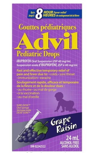 Case of Advil Pediatric Drops (24ml) (36 units per case)